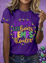 T-shirts Femmes Décontracté Été Lettres de texte Polyester Micro-élasticité Vacances Manches Courtes Col Rond Trapèze