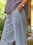 Pantalons Rayé Décontracté Printemps / Automne Imprimé Micro-élasticité Quotidien Taille Moyenne Droit Régulier pour Femmes