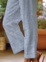 Pantalons Rayé Décontracté Printemps / Automne Imprimé Micro-élasticité Quotidien Taille Moyenne Droit Régulier pour Femmes