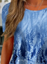 T-shirts Décontracté Floral Été Imprimé Quotidien Col Rond Régulier Droit Régulier pour Femmes
