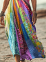 Femmes Floral Comme Image Col V Confortable Imprimé Robe Maxi Décontracté