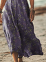 Femmes Floral Violet Col V Confortable Imprimé Robe Maxi Décontracté