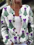 Cardigans Femmes Rétro Printemps / Automne Sapin de Noël Tricoté Vacances Ample Manches Longues Col Rond Régulier