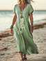 Femmes Musique Gris Col V Confortable Imprimé Robe Maxi Décontracté