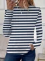 T-shirts Femmes Rayé Décontracté Printemps / Automne Imprimé Micro-élasticité Quotidien Jersey Régulier Régulier