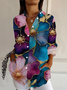 Chemises Décontracté Floral Printemps / Automne Quotidien Manches Longues Régulier Droit Boucle Régulier pour Femmes