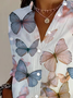 Chemises Décontracté Printemps / Automne Papillon Polyester Quotidien Ample Régulier Droit Boucle pour Femmes