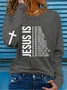 T-shirts Décontracté Printemps / Automne Croisé Imprimé Micro-élasticité Ample Manches Longues Régulier Droit pour Femmes