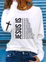 T-shirts Décontracté Printemps / Automne Croisé Imprimé Micro-élasticité Ample Manches Longues Régulier Droit pour Femmes