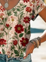T-shirts Femmes Décontracté Floral Été Quotidien Manches Courtes Régulier Droit Régulier T.-N.-L.