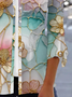 Élasticité moyenne Col V Manches trois quarts Régulier Floral Kimono Imprimé pour Femmes