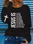 T-shirts Décontracté Printemps / Automne Croisé Imprimé Micro-élasticité Ample Manches Longues Régulier Droit pour Femmes