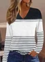 T-shirts Rayé Décontracté Printemps / Automne Imprimé Aucune élasticité Coupe Régulière Jersey Manches Longues Régulier pour Femmes
