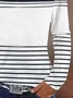 T-shirts Rayé Décontracté Printemps / Automne Imprimé Aucune élasticité Coupe Régulière Jersey Manches Longues Régulier pour Femmes