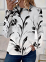 T-shirts Femmes Décontracté Floral Printemps / Automne Micro-élasticité Quotidien Manches Longues Régulier Droit Régulier