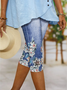 Pantalons Décontracté Floral Été Viscose Naturel Coupe Régulière Taille Élastique Legging T.-N.-L. pour Femmes