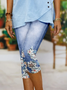 Pantalons Décontracté Floral Été Viscose Naturel Coupe Régulière Taille Élastique Legging T.-N.-L. pour Femmes