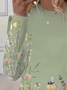 T-shirts Femmes Décontracté Floral Printemps / Automne Imprimé Micro-élasticité Quotidien Ample Jersey Régulier