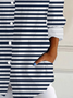Chemises Rayé Décontracté Printemps / Automne Aucune élasticité Ample Manches Longues Régulier Boucle T.-N.-L. pour Femmes