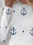 T-shirts Décontracté Printemps / Automne Ancre Micro-élasticité Ample Jersey Manches Longues Col Rond Régulier pour Femmes