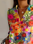 Chemises Décontracté Floral Printemps / Automne Polyester Quotidien Droit Boucle Régulier T.-N.-L. pour Femmes