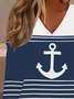 T-shirts Femmes Ancre Décontracté Printemps / Automne Aucune élasticité Quotidien Manches Longues Régulier Droit Régulier