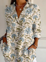 Chemises Femmes Décontracté Floral Printemps / Automne Polyester Vacances Ample Régulier Droit Col de Chemise