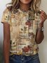 T-shirts Géométrique Décontracté Hiver Micro-élasticité Quotidien Coupe Régulière Col Rond Épaissi Trapèze pour Femmes