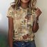 T-shirts Géométrique Décontracté Hiver Micro-élasticité Quotidien Coupe Régulière Col Rond Épaissi Trapèze pour Femmes