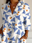 Chemises Décontracté Printemps / Automne Feuille Polyester Aucune élasticité Ample Droit Régulier Col de Chemise pour Femmes
