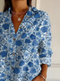 Chemises Femmes Rétro Floral Printemps / Automne Aucune élasticité Quotidien Ample Manches Longues Régulier T.-N.-L.