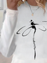 T-shirts Décontracté Printemps / Automne Libellule Imprimé Micro-élasticité Quotidien Jersey Régulier Droit pour Femmes