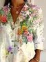 Chemises Femmes Rétro Floral Printemps / Automne Aucune élasticité Vacances Ample Manches Longues Régulier T.-N.-L.