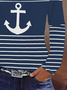 T-shirts Femmes Ancre Décontracté Printemps / Automne Aucune élasticité Quotidien Manches Longues Régulier Droit Régulier
