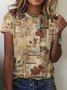 T-shirts Géométrique Décontracté Hiver Micro-élasticité Quotidien Coupe Régulière Col Rond Épaissi Trapèze pour Femmes