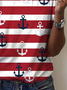 T-shirts Rayé Décontracté Été Imprimé Quotidien Ample Jersey Col Rond Régulier pour Femmes
