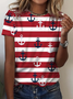 T-shirts Rayé Décontracté Été Imprimé Quotidien Ample Jersey Col Rond Régulier pour Femmes