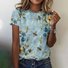T-shirts Décontracté Floral Été Coton Micro-élasticité Coupe Régulière Sans Manches Régulier Trapèze pour Femmes
