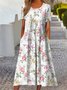 Femmes Rayé Comme Image Col Rond Confortable Robe Maxi Rétro