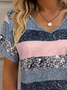 T-shirts Rayé Décontracté Été Aucune élasticité Quotidien Jersey Manches Courtes Régulier T.-N.-L. pour Femmes