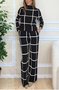 Deux Pièces Ensembles Décontracté Printemps / Automne Plaid Naturel Micro-élasticité Manches Longues Laine/Tricot Droit Régulier pour Femmes