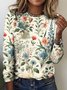 T-shirts Femmes Décontracté Floral Printemps / Automne Quotidien Coupe Régulière Col Rond Régulier Trapèze Régulier