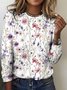 T-shirts Décontracté Floral Printemps / Automne Quotidien Coupe Régulière Manches Longues Col Rond Trapèze Régulier pour Femmes