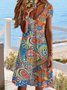 Femmes Motif Cachemire Comme Image Col V Confortable Robe Mi-Longue Décontracté