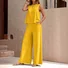 Deux Pièces Ensembles Décontracté Plain Été Polyester Micro-élasticité Sans Manches Col Rond Top Avec Pantalons Droit pour Femmes