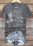 T-shirts Décontracté Été Lettres de texte Coton Coupe Régulière Manches Courtes Régulier Trapèze Régulier pour Femmes