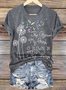T-shirts Décontracté Été Lettres de texte Coton Coupe Régulière Manches Courtes Régulier Trapèze Régulier pour Femmes