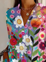 Chemises Décontracté Floral Printemps / Automne Aucune élasticité Ample Manches Longues Régulier Régulier T.-N.-L. pour Femmes