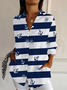 Chemises Femmes Rayé Décontracté Printemps / Automne Polyester Aucune élasticité Ample Régulier Droit Col de Chemise