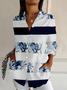 Chemises Femmes Rayé Décontracté Printemps / Automne Aucune élasticité Régulier Droit Boucle Col de Chemise T.-N.-L.